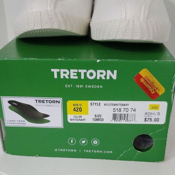 Tretorn NY Lite White/ Navy Canvas Sneakers Women's Size 10 NIB - Picture 11 of 11